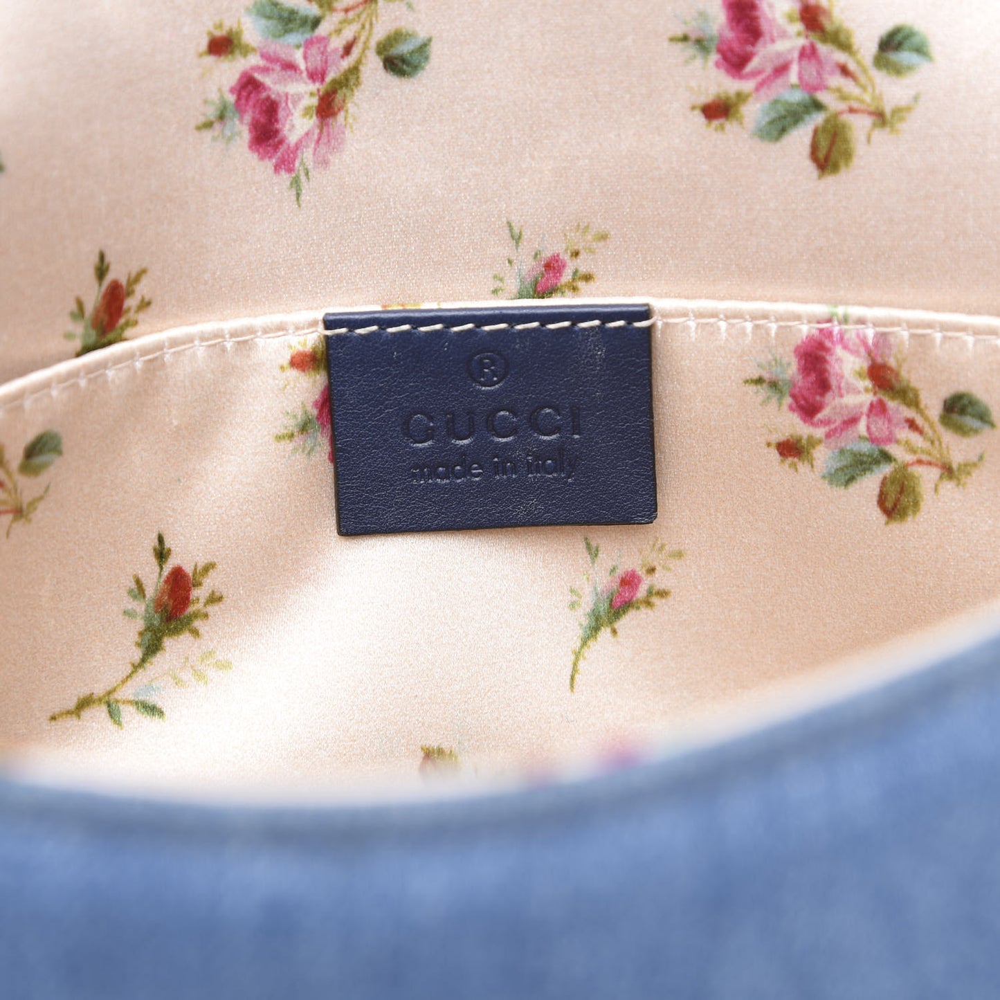 Denim Matelasse Mini Pearly GG Marmont Shoulder Bag Blue