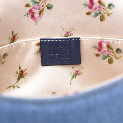 Gucci Denim Matelasse Mini Pearly GG Marmont Shoulder Bag Blue 6 of 13