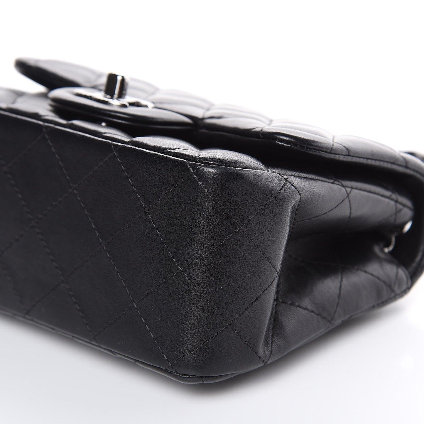Lambskin Quilted Mini Square Flap Black