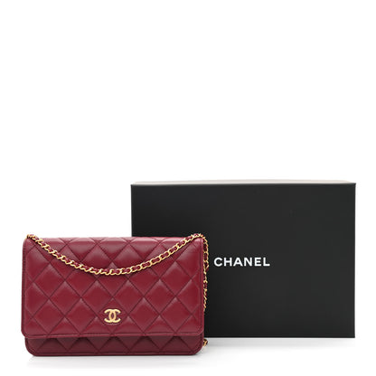 Chanel Lambskin Resin Quilted Coco Hearts Wallet On Chain WOC Burgundy 12 of 12