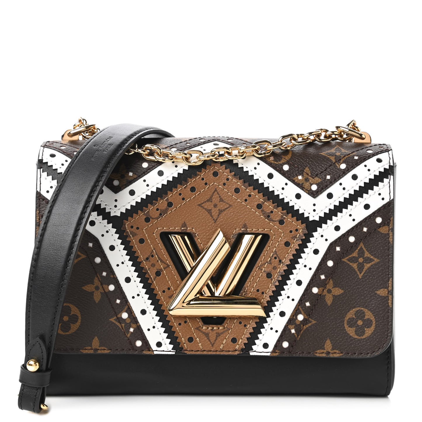 Veau Satin Monogram Twist Shoulder Bag MM Black