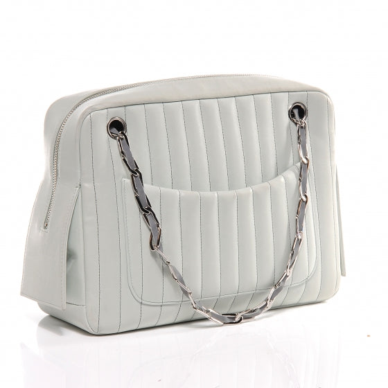 Chanel Lambskin Vertical Quilted Mademoiselle Camera Case Green 3 of 7