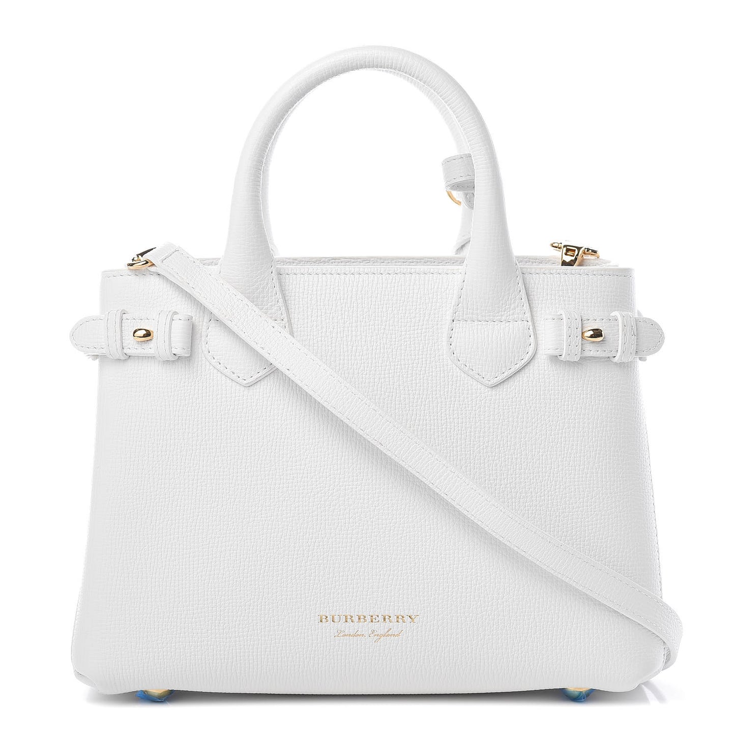 Grainy Calfskin House Check Small Banner Tote Limestone