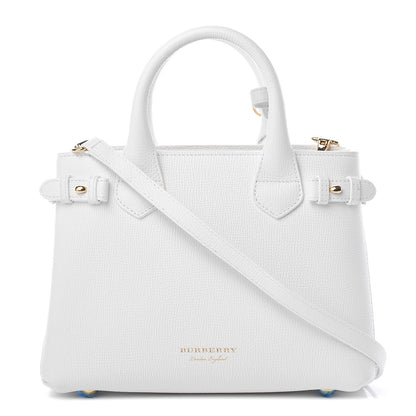 Burberry Grainy Calfskin House Check Small Banner Tote Limestone 1 of 12