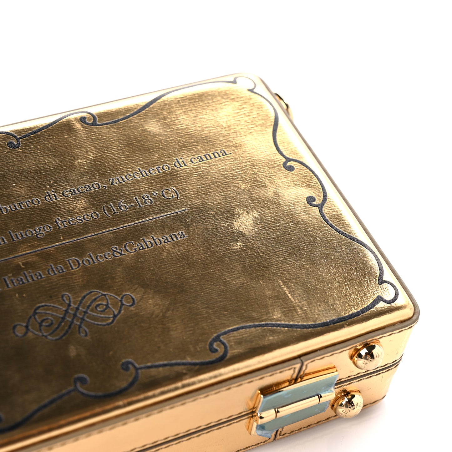 Metallic Calfskin Chocolate Bar Clutch Gold