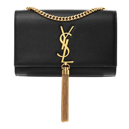 Saint Laurent Grain De Poudre Small Classic Monogram Kate Tassel Satchel Black 1 of 10