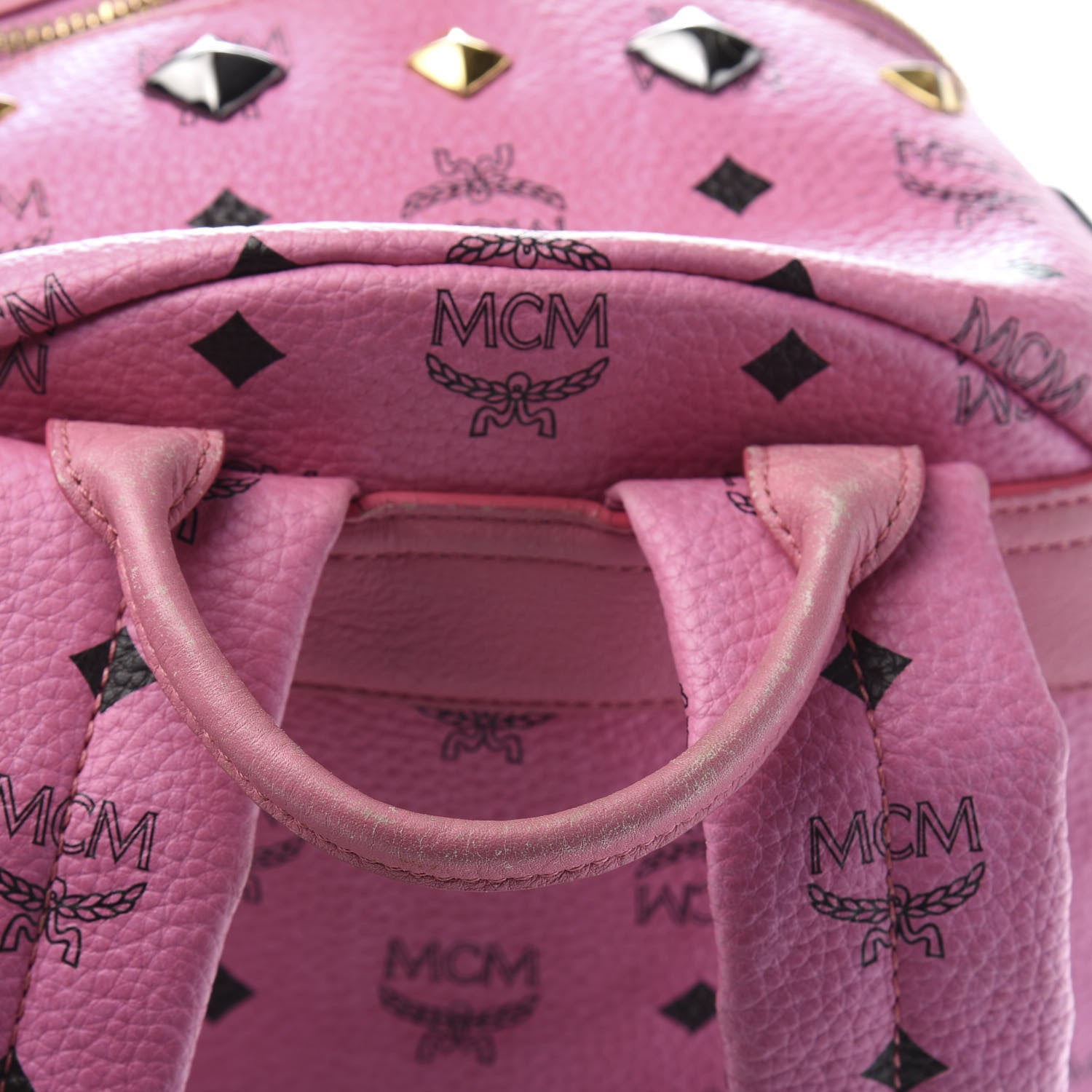 MCM Visetos Studded Medium Stark M Backpack Pink 16 of 18