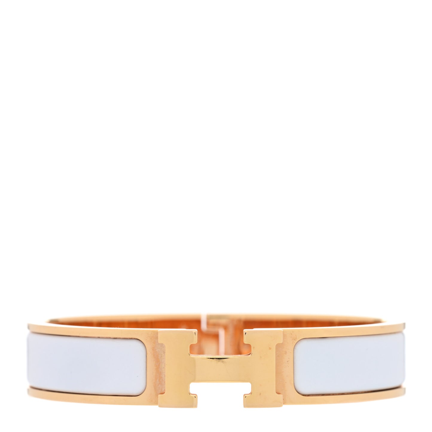 Enamel Narrow Clic Clac H Bracelet PM White