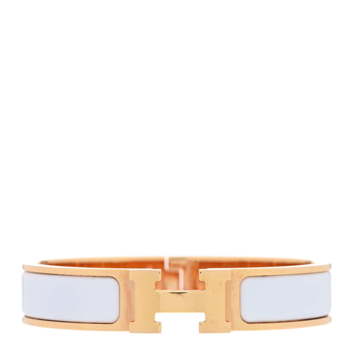 Hermes Enamel Narrow Clic Clac H Bracelet PM White 1 of 3
