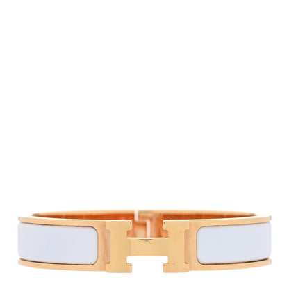 Hermes Enamel Narrow Clic Clac H Bracelet PM White 1 of 3
