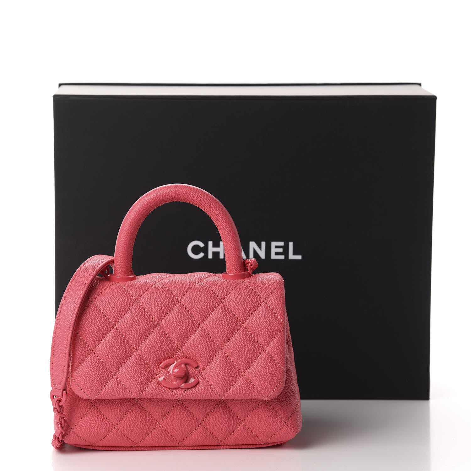 Chanel Caviar Quilted Incognito Extra Mini Coco Handle Flap Pink 11 of 11