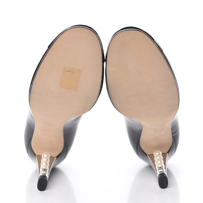 Chanel Patent Calfskin Cap Toe CC Pearl Pumps 36.5 Black 6 of 11