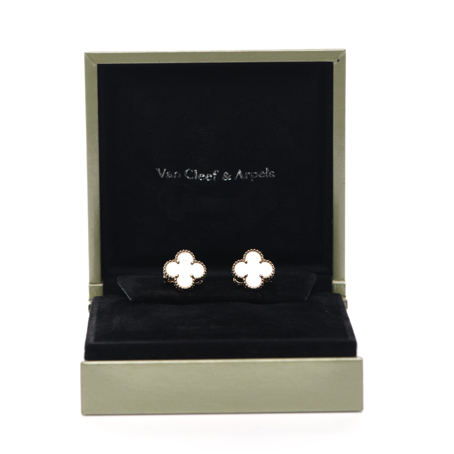 18K Yellow Gold Mother of Pearl Vintage Alhambra Earrings