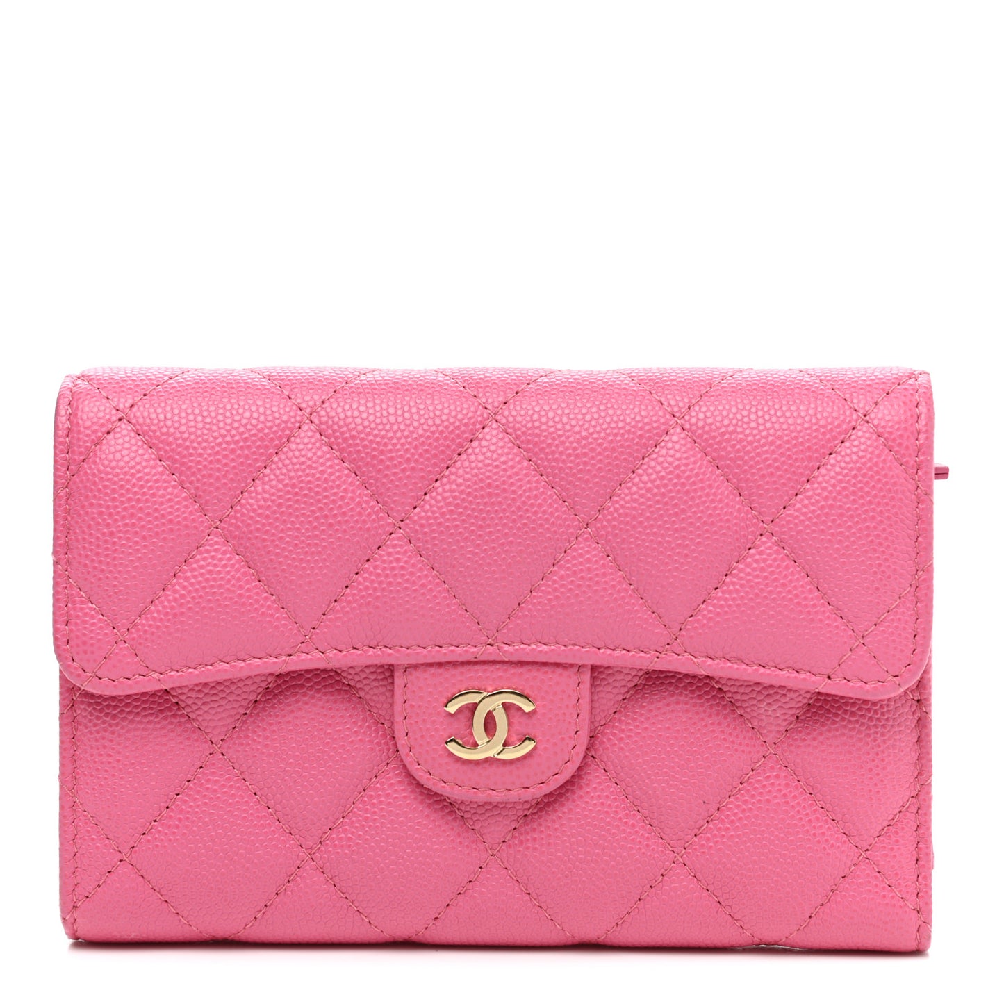 Caviar Quilted Medium Flap Wallet Pink
