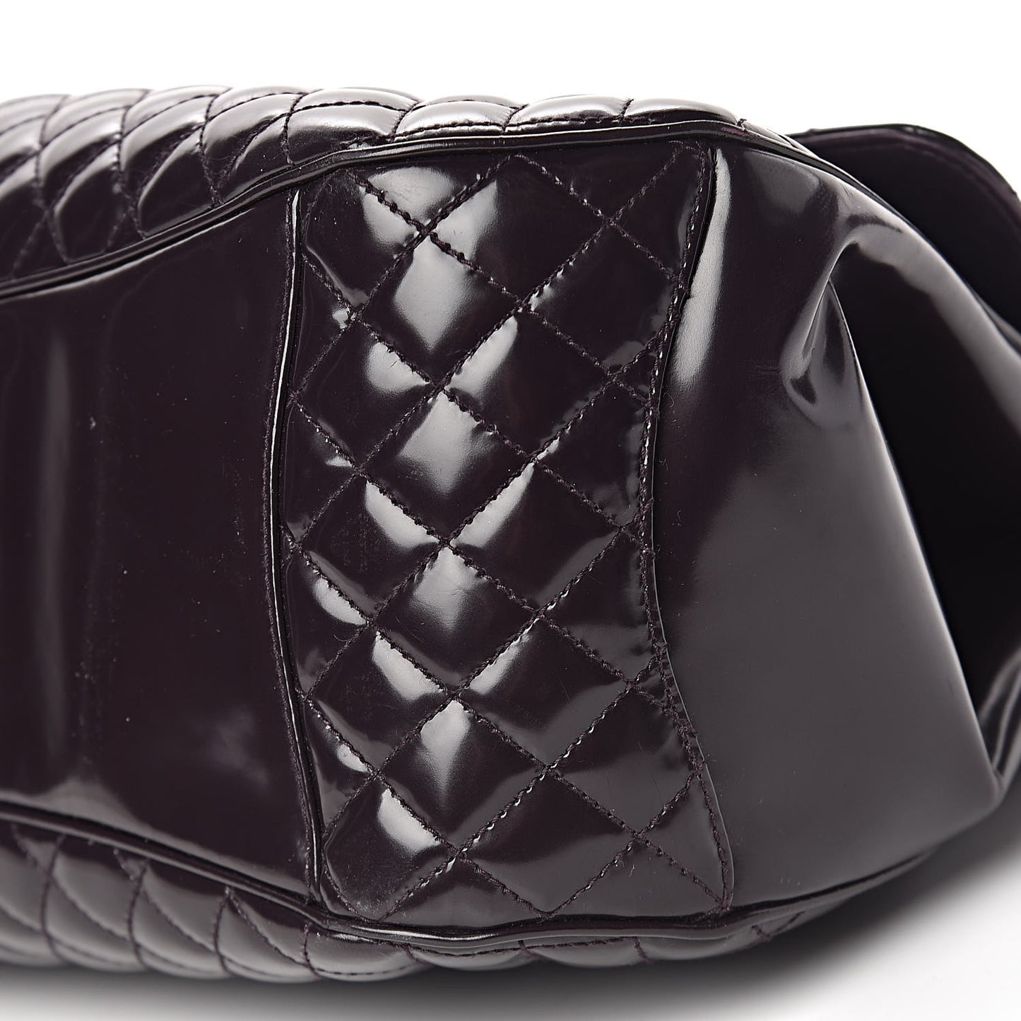 Glazed Calfskin Quilted Mademoiselle Bag Dark Purple