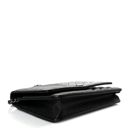 Chanel Iridescent Caviar Chevron Quilted Wallet On Chain WOC Black 4 of 12