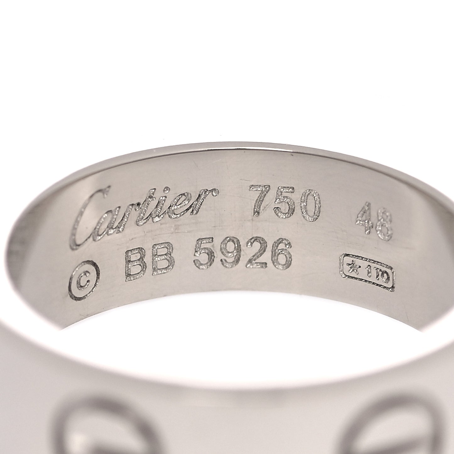 18K White Gold 5.5mm LOVE Ring 48 4.5