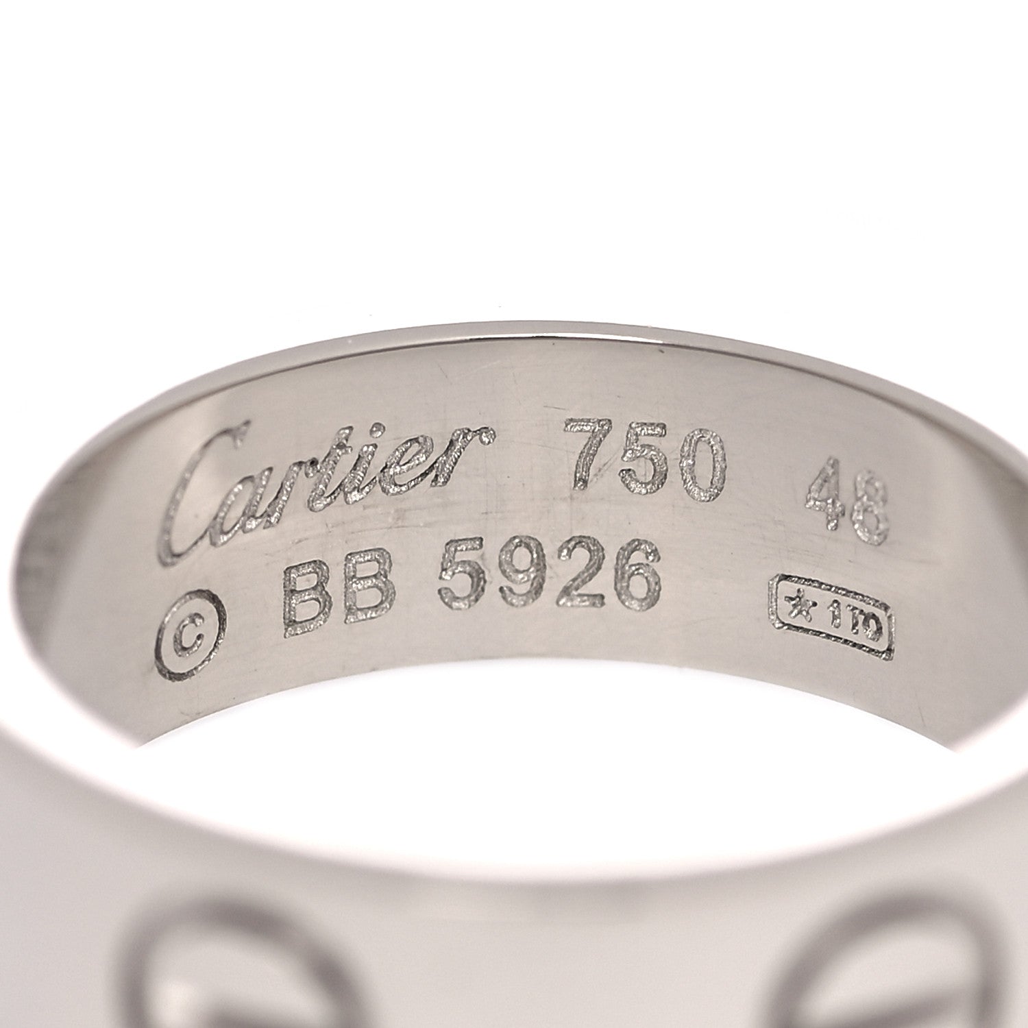 Cartier 18K White Gold 5.5mm LOVE Ring 48 4.5 4 of 4