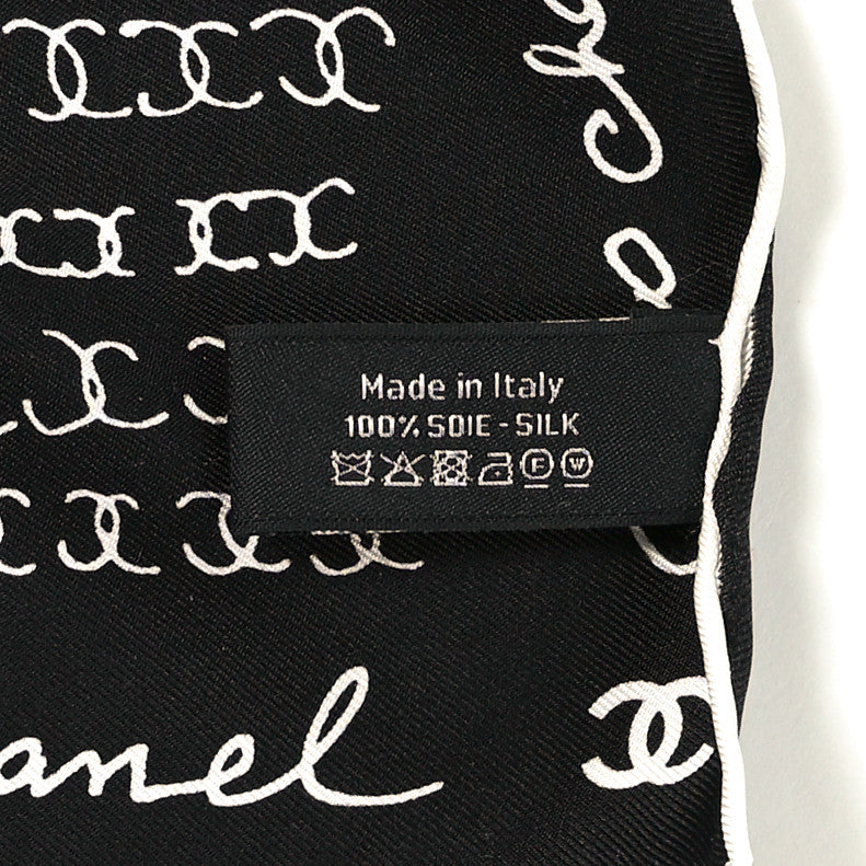 Silk CC Twilly Hair Tie Black White