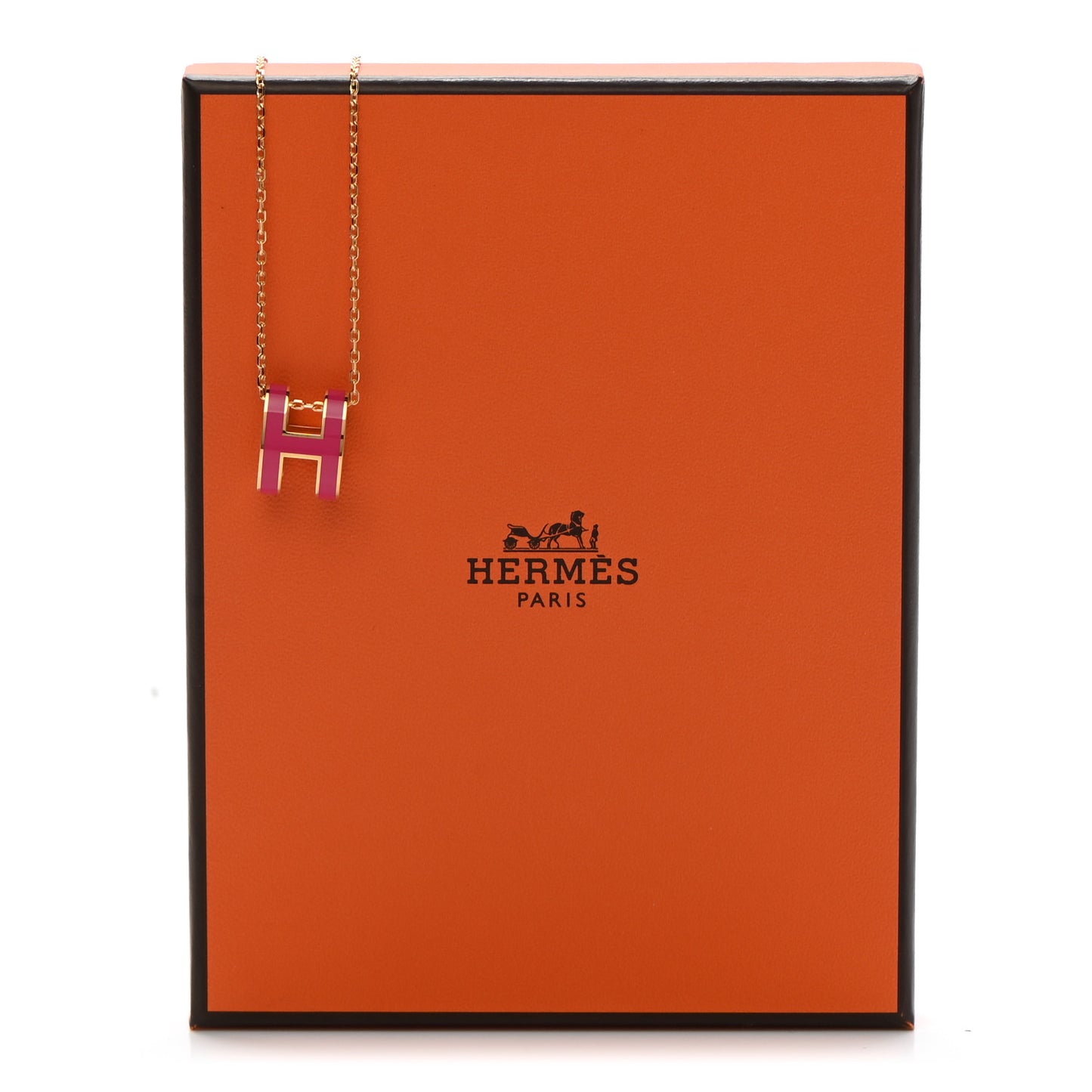 Lacquered Gold Pop H Pendant Necklace Rose Extreme