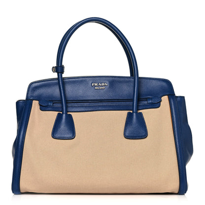 Prada Canapa Saffiano Cuir Tote Corda Bluette 1 of 9