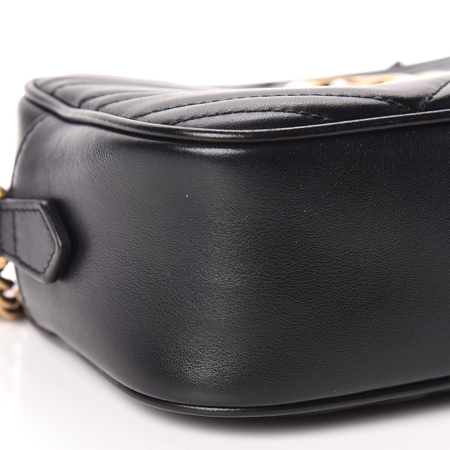 Gucci Calfskin Matelasse Small GG Marmont Chain Shoulder Bag Black 6 of 10