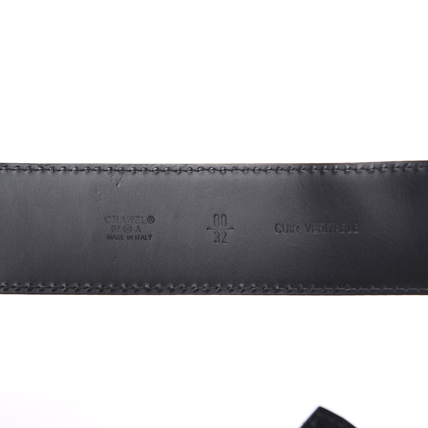 Metallic Crackled Calfskin CC Belt 80 32 Black