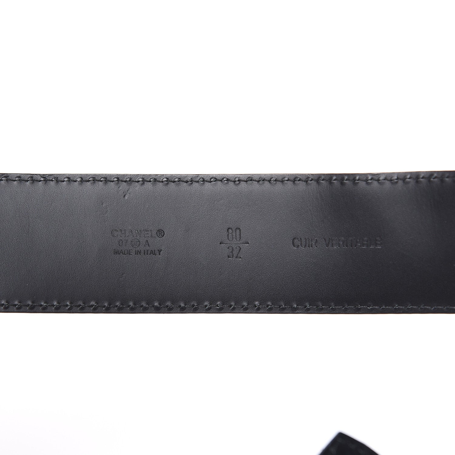 Chanel Metallic Crackled Calfskin CC Belt 80 32 Black 6 of 6