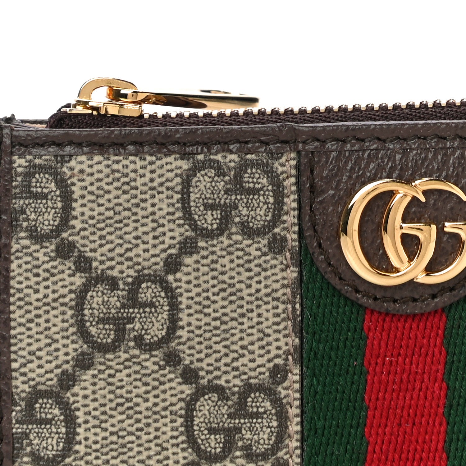 Gucci GG Supreme Monogram Web Ophidia Zip Card Case Brown 8 of 11