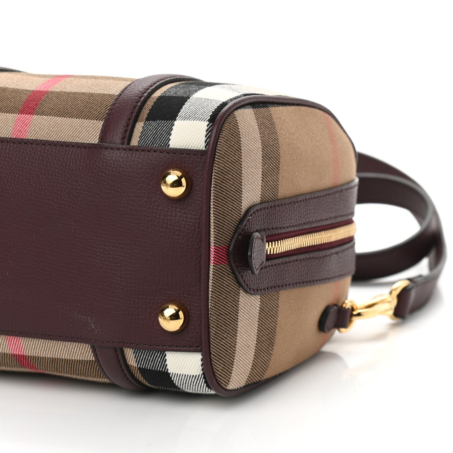 House Check Derby Calfskin Small Alchester Bowling Bag Mahogany Red