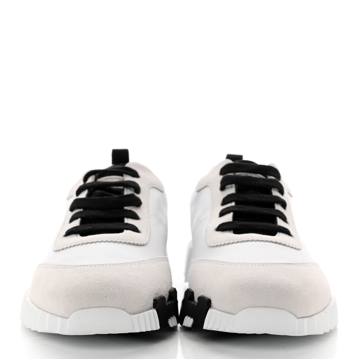Hermes Goatskin Suede Goatskin Bouncing Sneakers 39 White Black 2 of 7