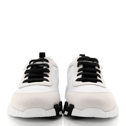 Hermes Goatskin Suede Goatskin Bouncing Sneakers 39 White Black 2 of 7