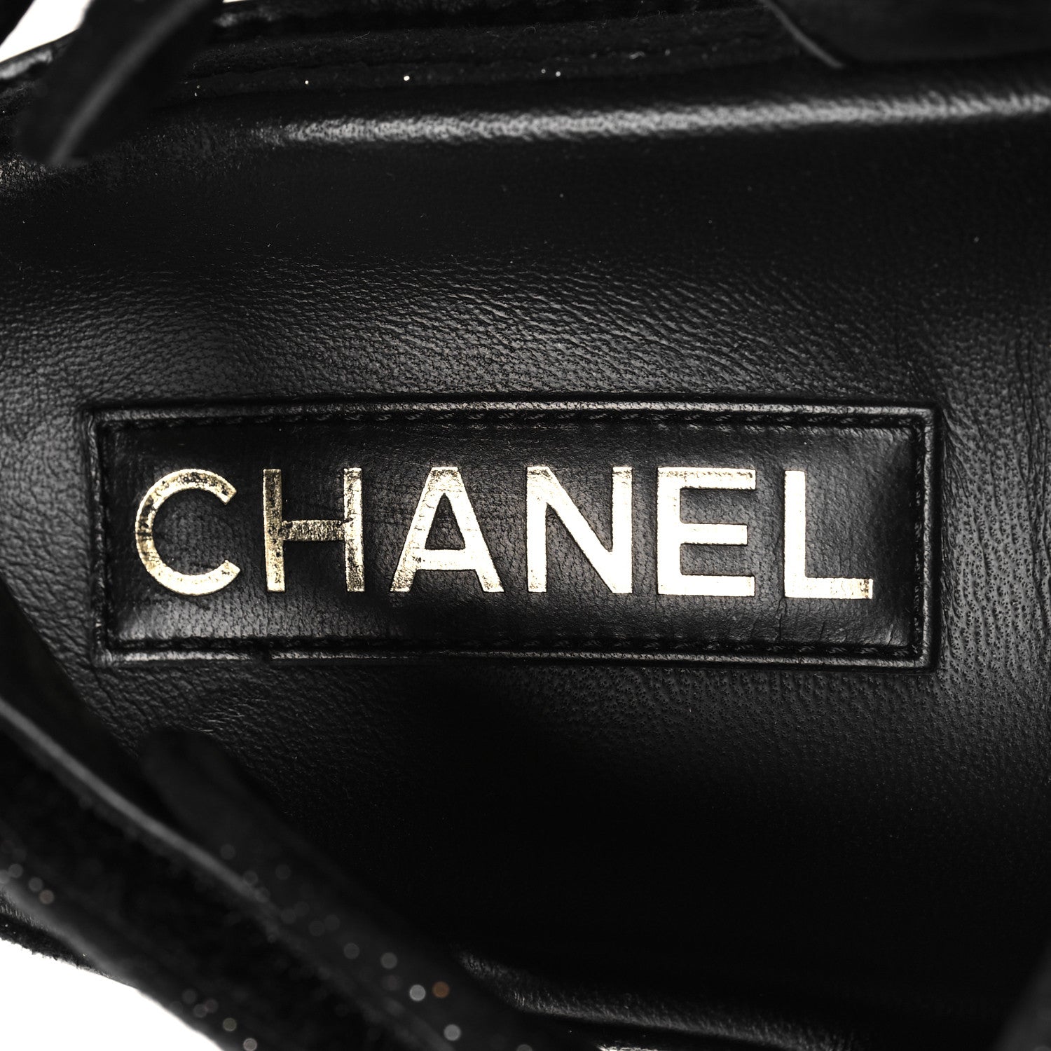 Chanel Suede Calfskin Glitter Crystal Velcro Dad Sandals 38.5 Black 7 of 7