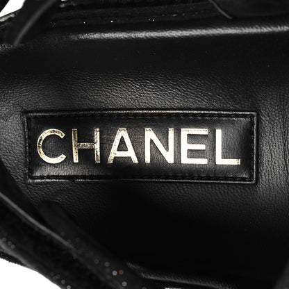 Chanel Suede Calfskin Glitter Crystal Velcro Dad Sandals 38.5 Black 7 of 7
