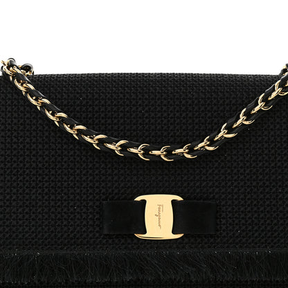 Salvatore Ferragamo Raffia Miss Vara Bow Chain Bag Black 7 of 10