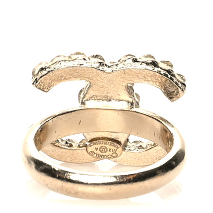 Chanel Metal Crystal CC Ring 6.25 Gold 3 of 4