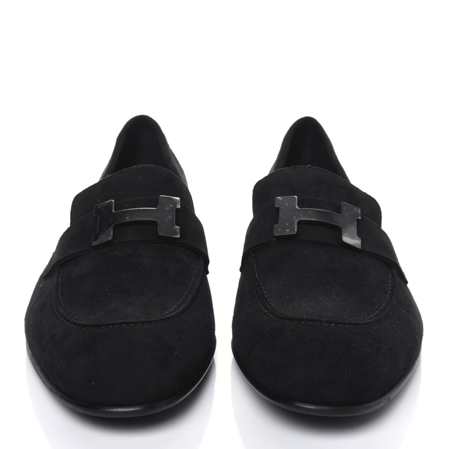 Hermes Suede Goatskin Mens Paris Loafers 40 Black 2 of 10