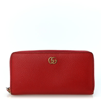 Gucci Dollar Calfskin GG Marmont Zip Around Wallet Hibiscus Red 1 of 8