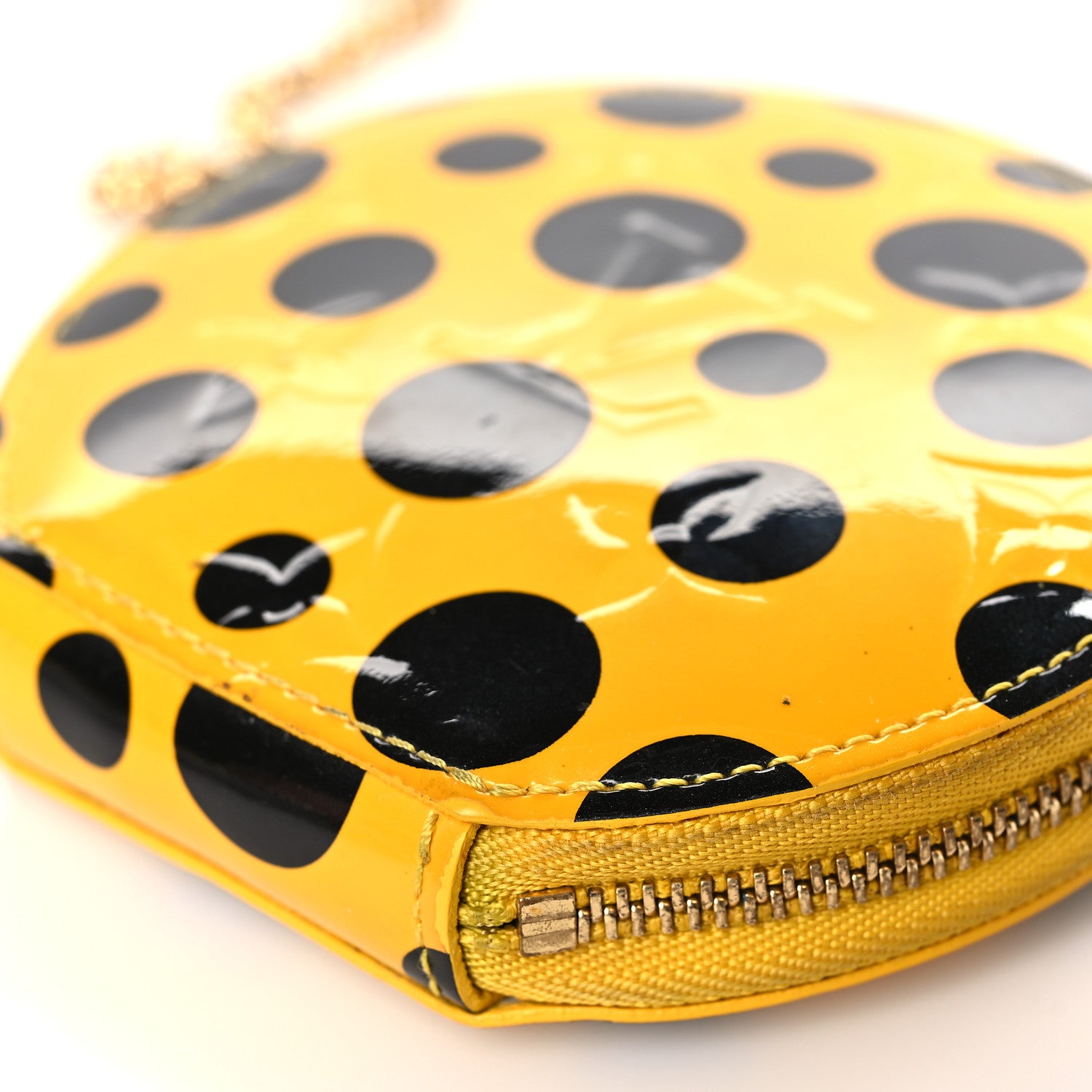 Louis Vuitton Vernis Kusama Infinity Dots Chapeau Coin Purse Yellow 9 of 9