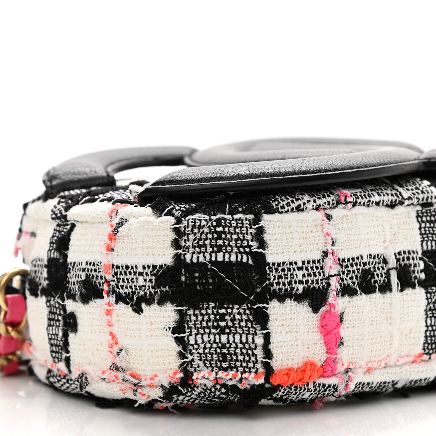 Tweed Lambskin Quilted Coco Midnight Camera Case White Black Multicolor