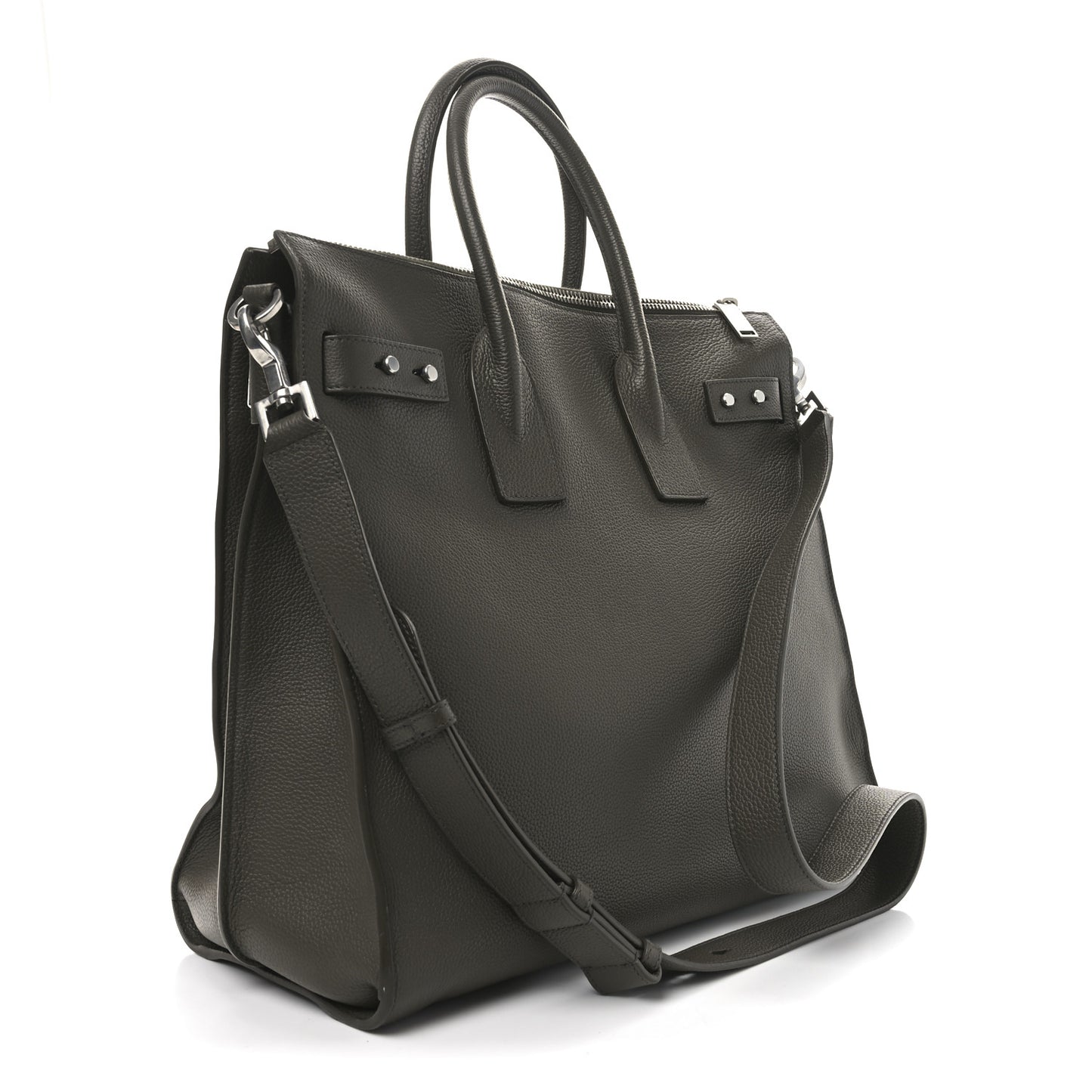 Grained Calfskin Sac De Jour Souple North South Tote Kaki Militaire
