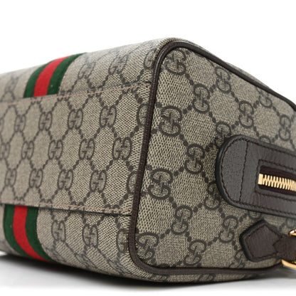Gucci GG Supreme Monogram Textured Dollar Calfskin Web Mini Ophidia Top Handle Bag Beige Ebony New Acero 10 of 10