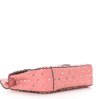 Valentino Garavani Nappa Quilted Heart Medium Rockstud Spike Shoulder Bag Paradise Rose Red 4 of 9