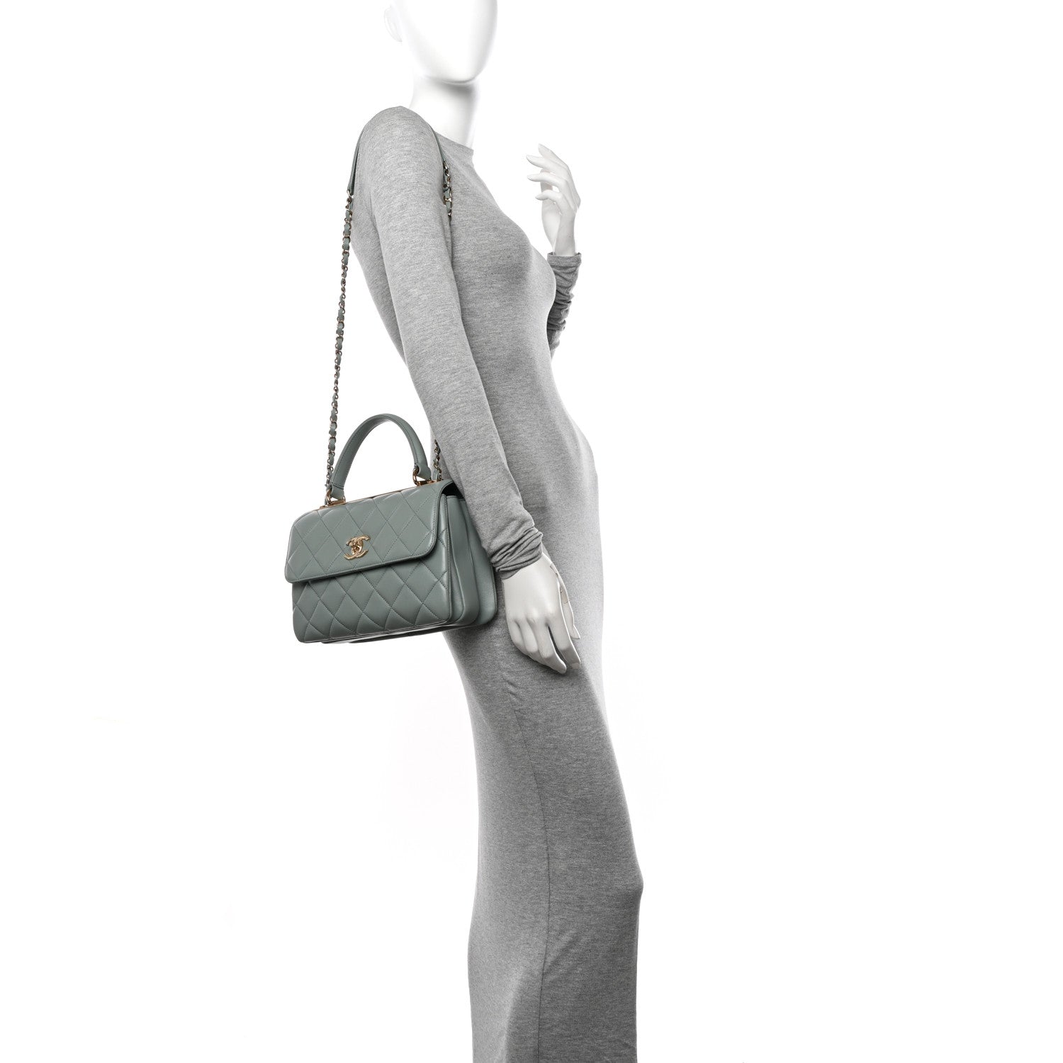 Chanel Lambskin Quilted Small Trendy CC Flap Dual Handle Bag Light Grey 2 of 10