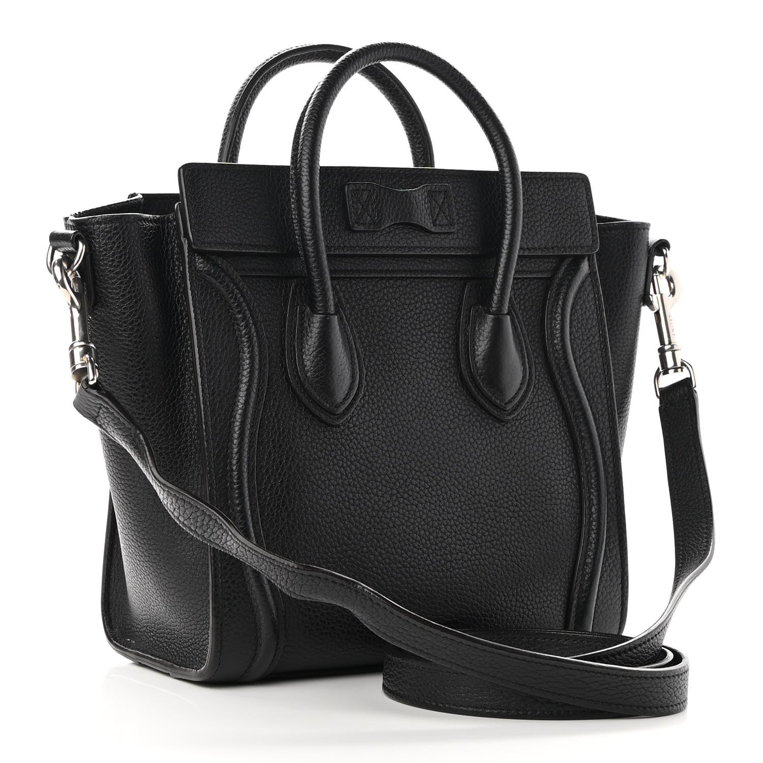 Celine Drummed Calfskin Nano Luggage Black 3 of 9