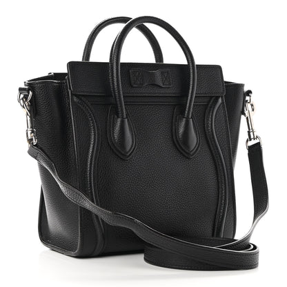 Celine Drummed Calfskin Nano Luggage Black 3 of 9