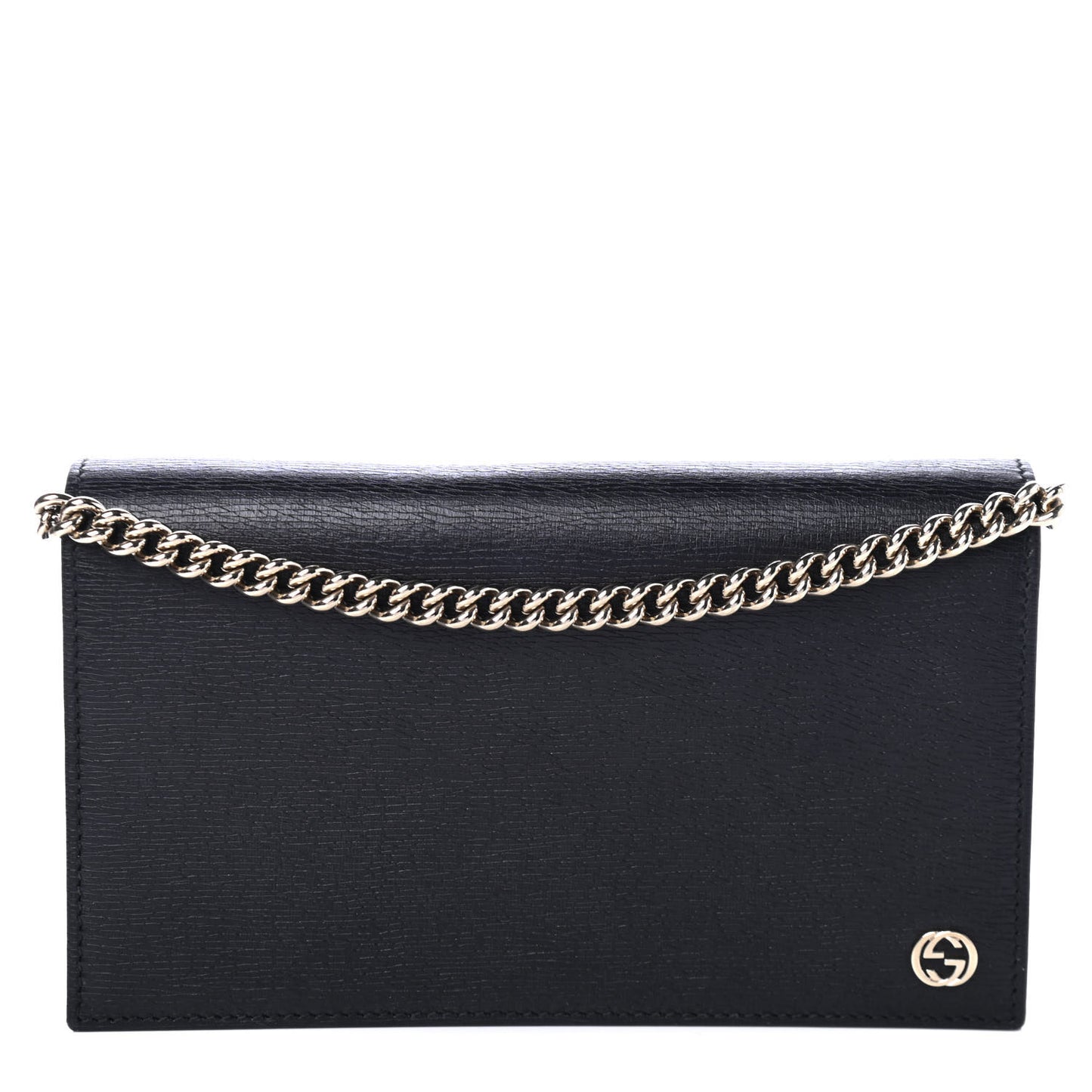 Textured Calfskin Medium Betty Chain Wallet Black