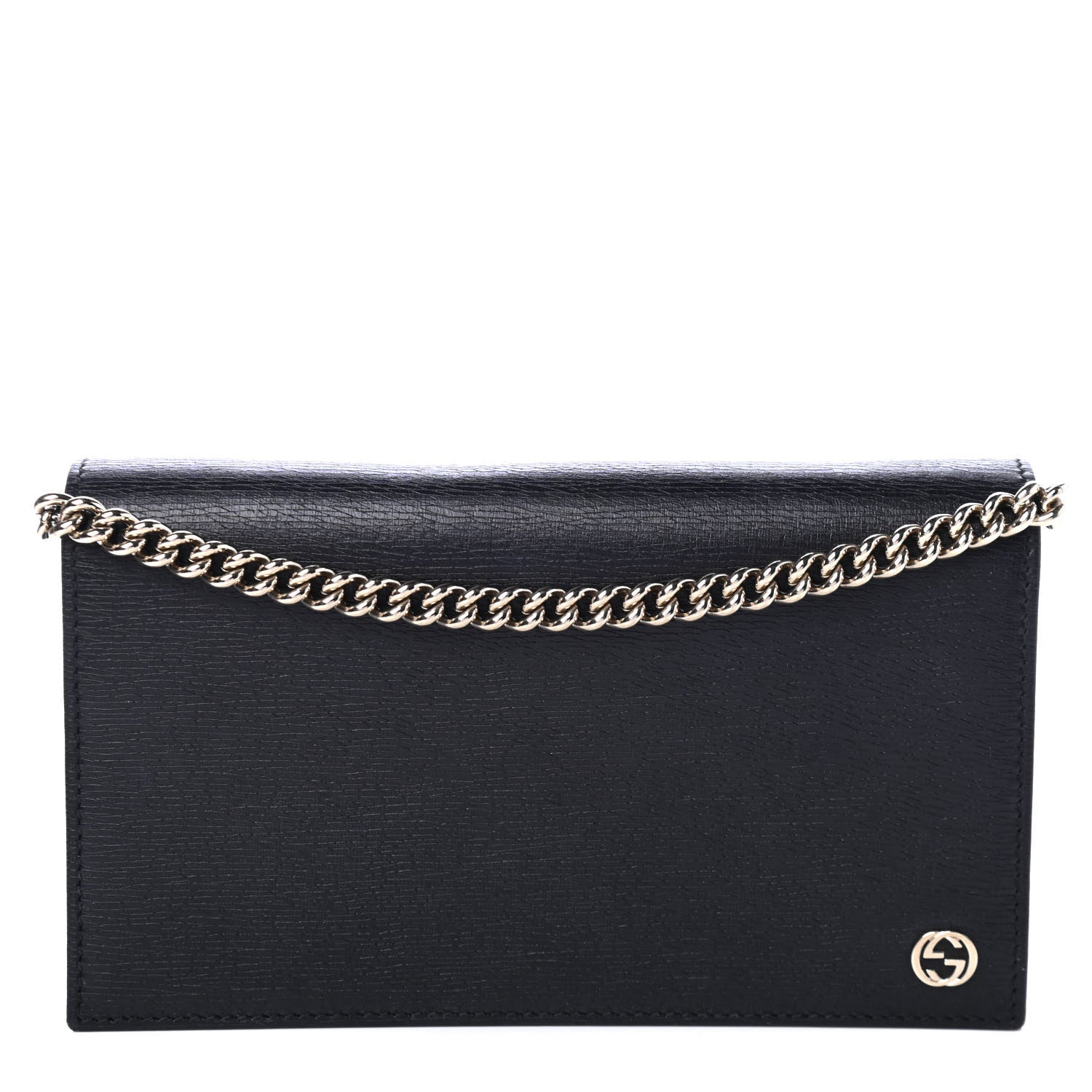 Gucci Textured Calfskin Medium Betty Chain Wallet Black 1 of 4