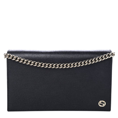 Gucci Textured Calfskin Medium Betty Chain Wallet Black 1 of 4