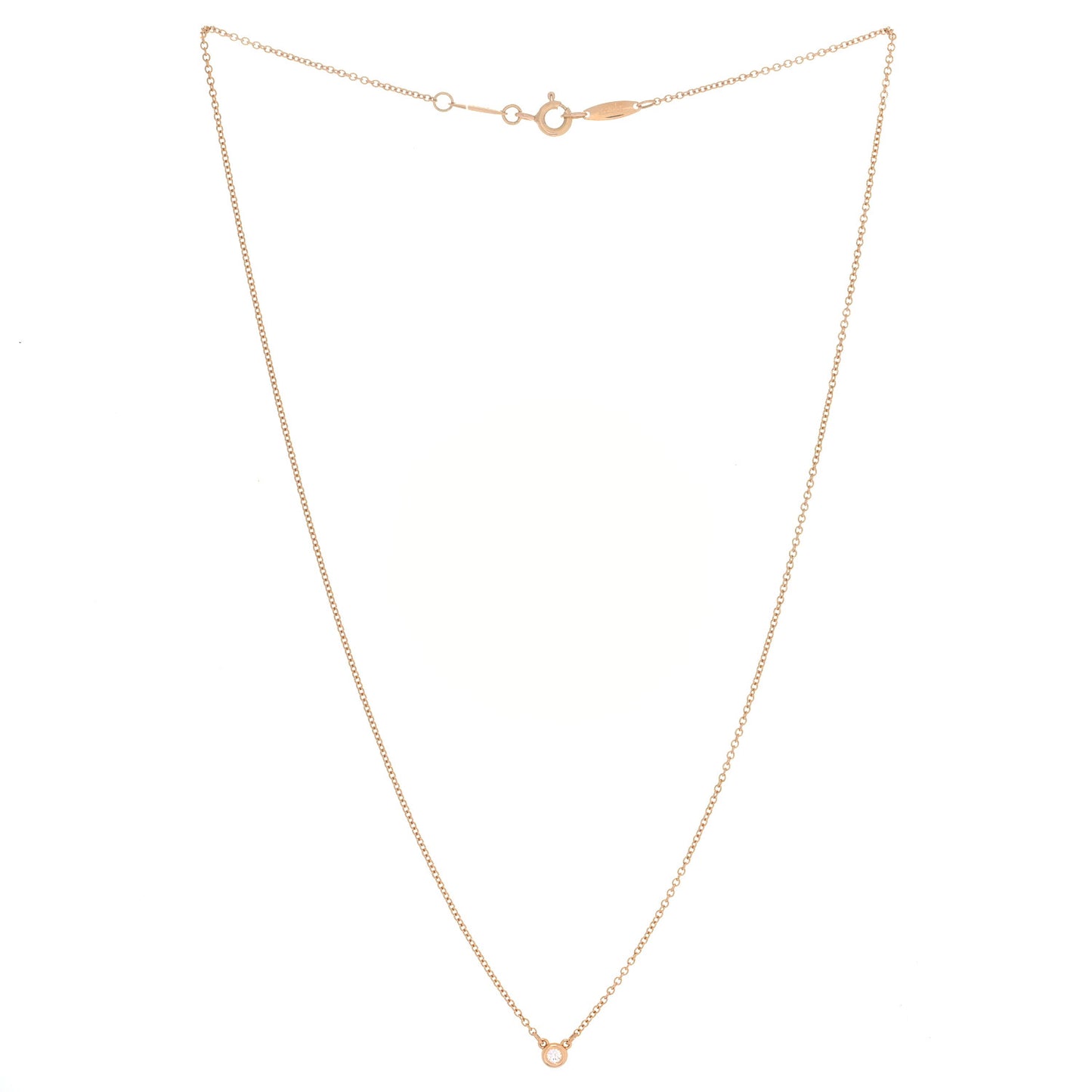 18K Rose Gold Diamond .03ct Elsa Peretti Diamonds by the Yard Pendant Necklace